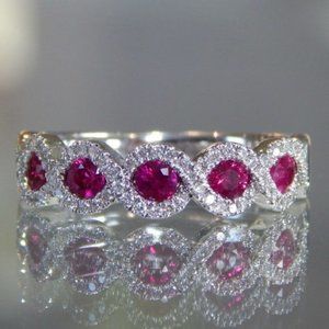 🍁 Hot Shiny Weave Wave Rose Red Trendy Silver Ring for Women, VIP101